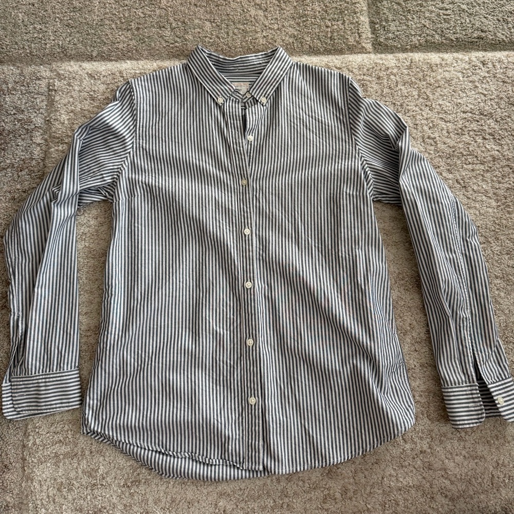 Gap Fitted Boyfriend Shirt Womens Medium Blue White Stripe Button Down